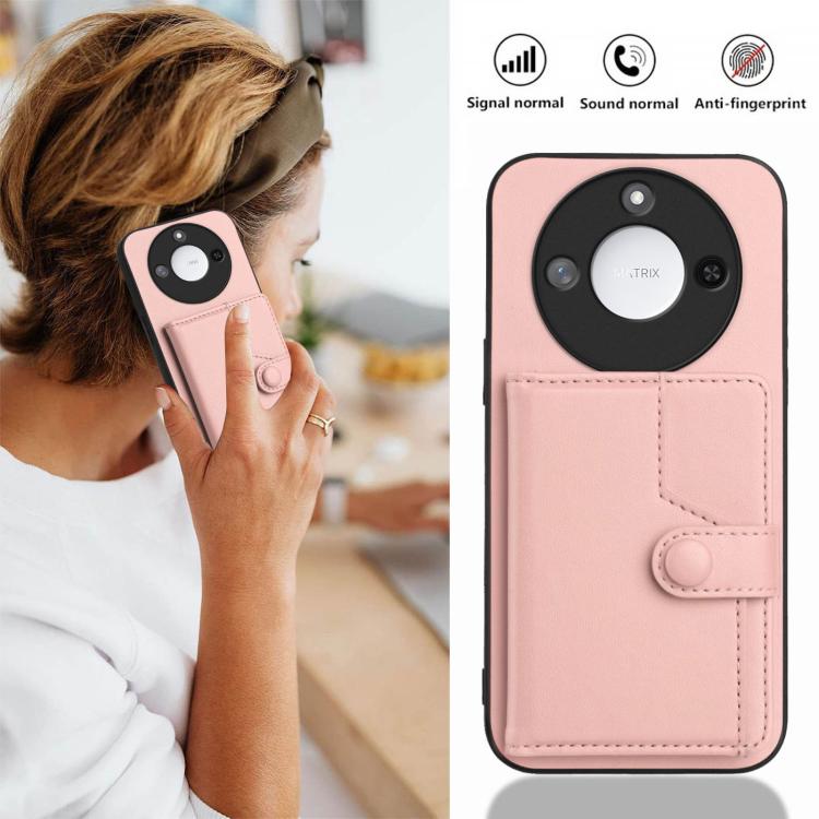 For Honor X60 / X9c Smart Button Card Bag RFID Anti-theft Phone Case