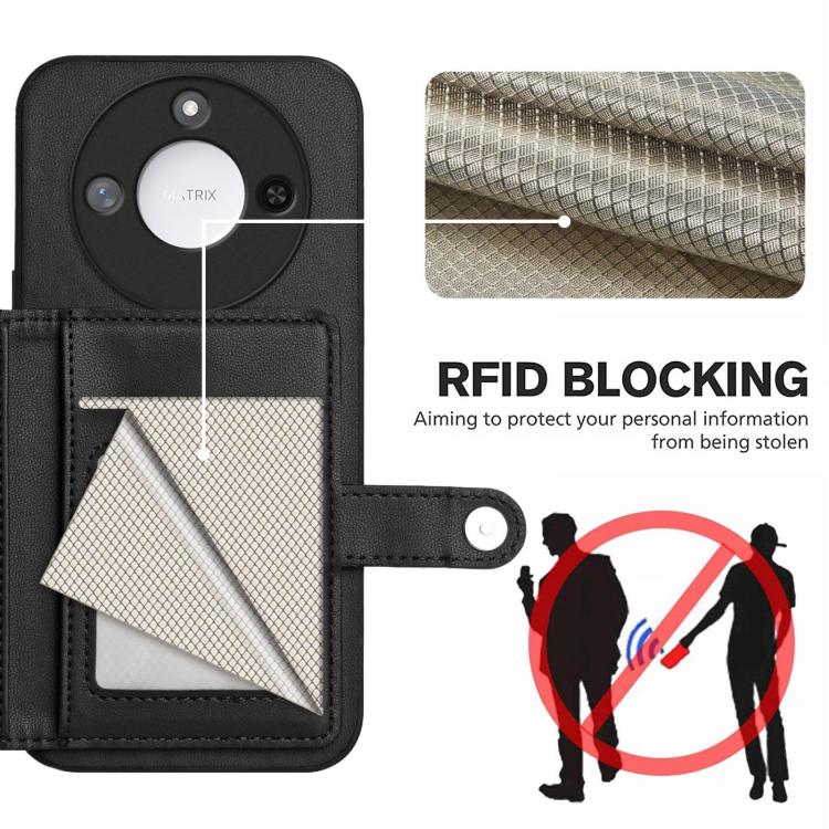 For Honor X60 / X9c Smart Button Card Bag RFID Anti-theft Phone Case