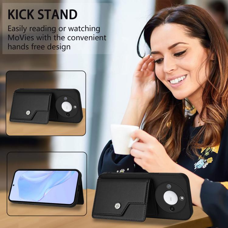 For Honor X60 / X9c Smart Button Card Bag RFID Anti-theft Phone Case