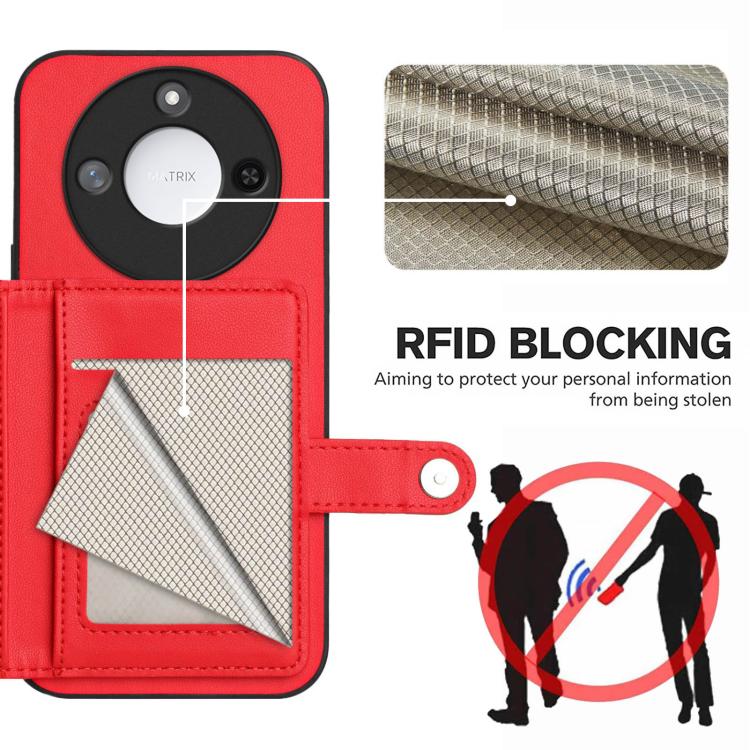 For Honor X60 / X9c Smart Button Card Bag RFID Anti-theft Phone Case