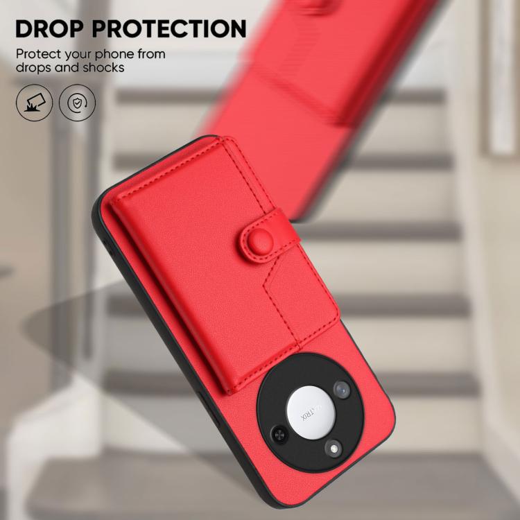 For Honor X60 / X9c Smart Button Card Bag RFID Anti-theft Phone Case