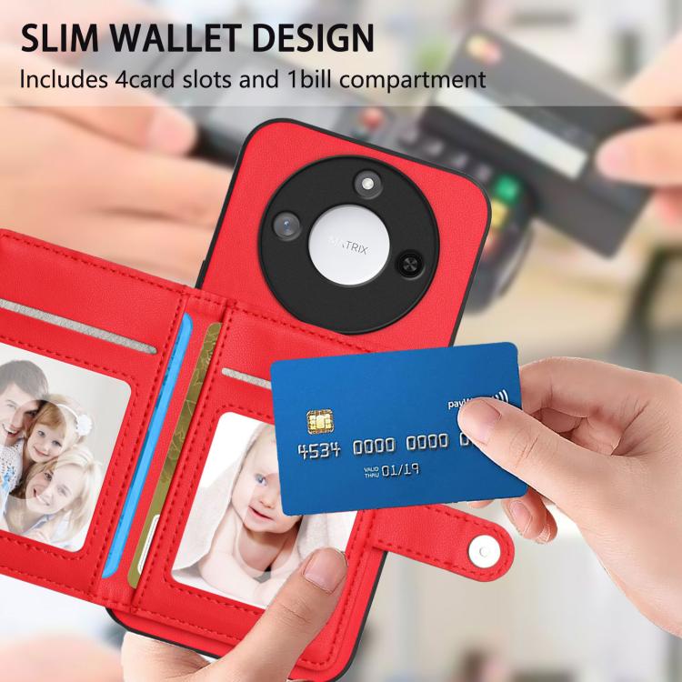 For Honor X60 / X9c Smart Button Card Bag RFID Anti-theft Phone Case