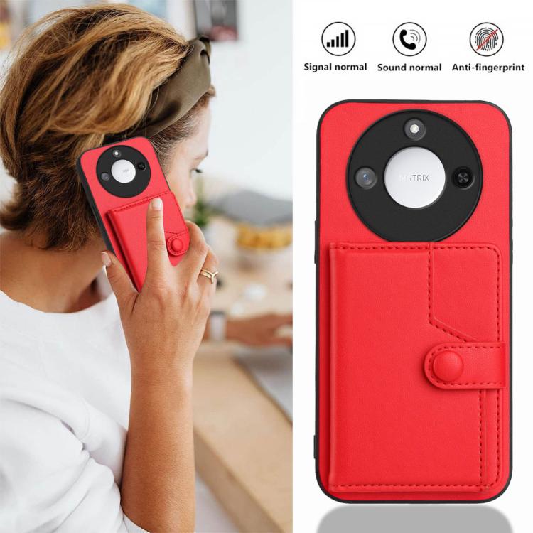 For Honor X60 / X9c Smart Button Card Bag RFID Anti-theft Phone Case