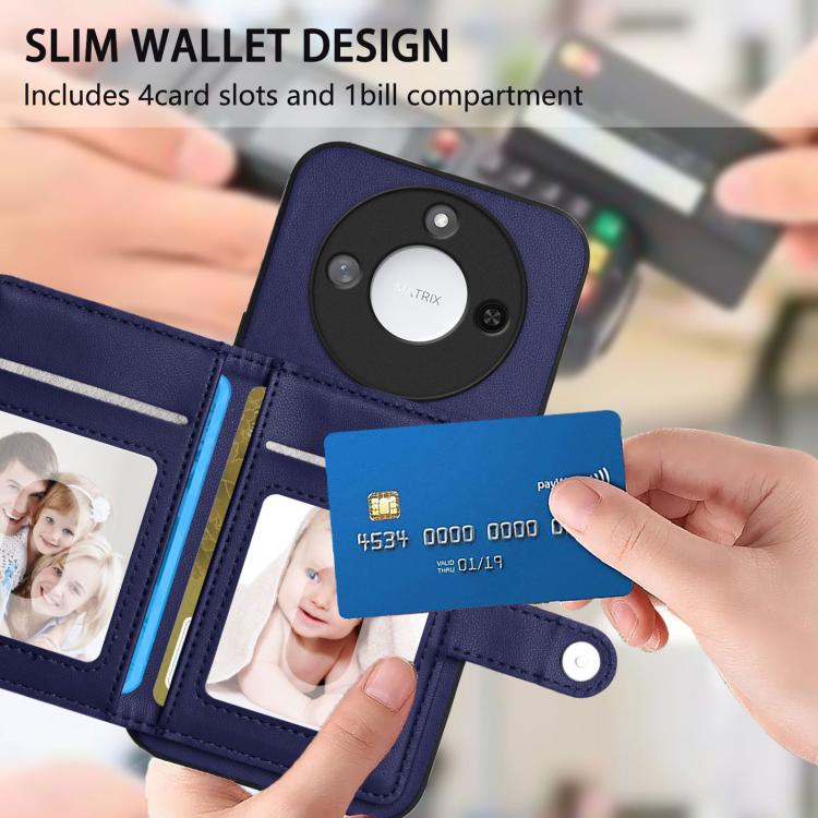 For Honor X60 / X9c Smart Button Card Bag RFID Anti-theft Phone Case