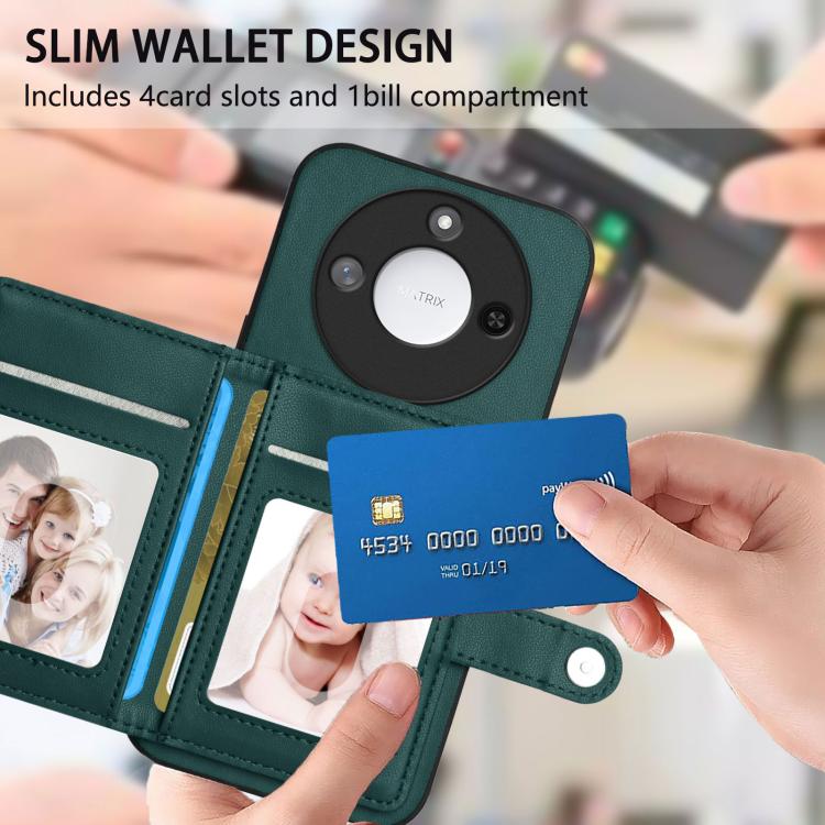 For Honor X60 / X9c Smart Button Card Bag RFID Anti-theft Phone Case