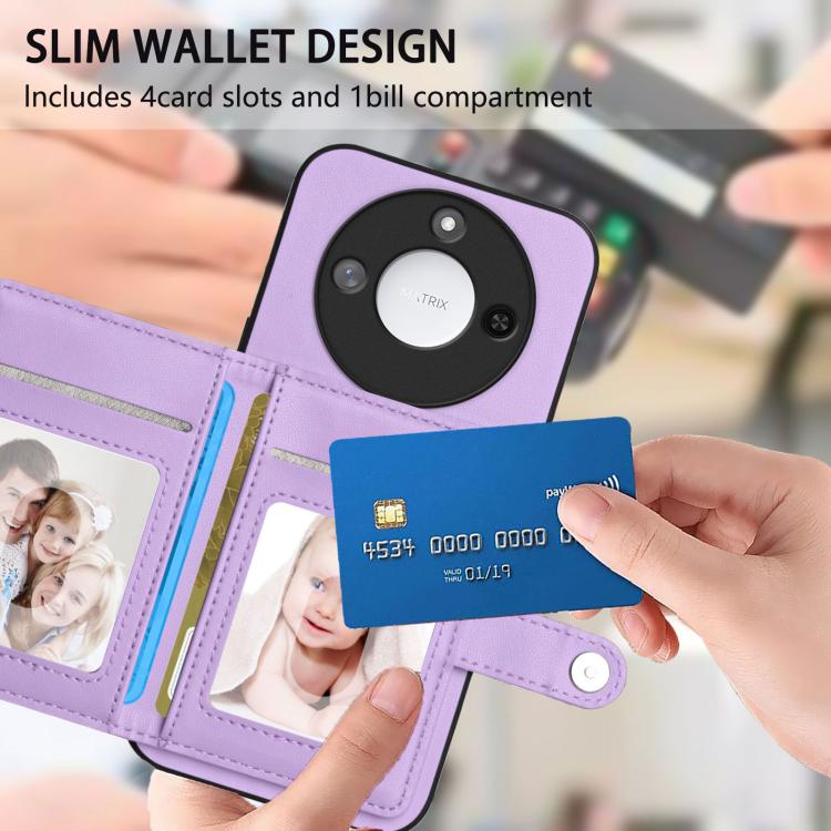 For Honor X60 / X9c Smart Button Card Bag RFID Anti-theft Phone Case