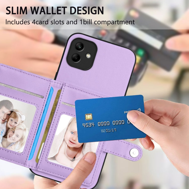For Samsung Galaxy A04 4G Button Card Bag RFID Anti-theft Phone Case