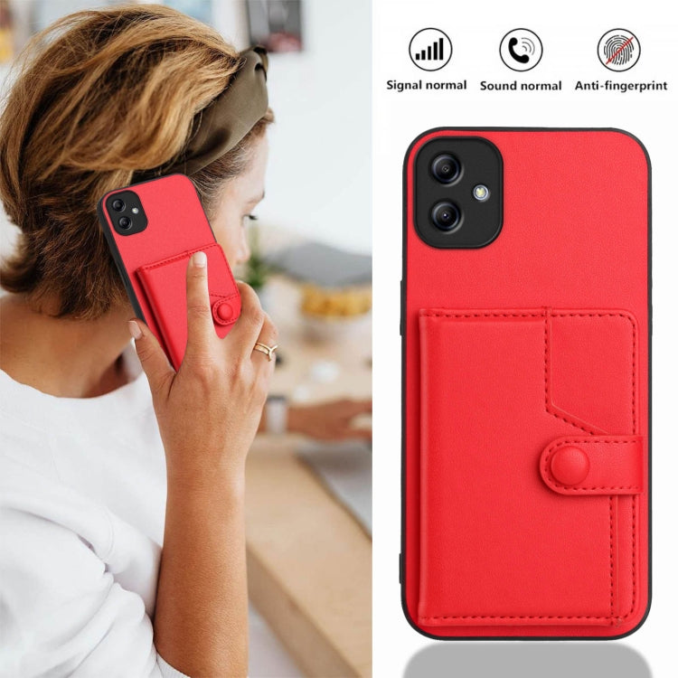 For Samsung Galaxy A04e Button Card Bag RFID Anti-theft Phone Case