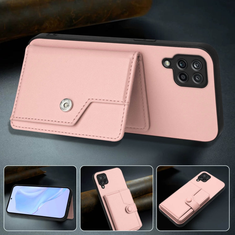 For Samsung Galaxy A12 Button Card Bag RFID Anti-theft Phone Case