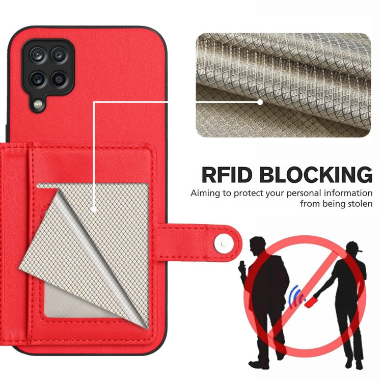 For Samsung Galaxy A12 Button Card Bag RFID Anti-theft Phone Case