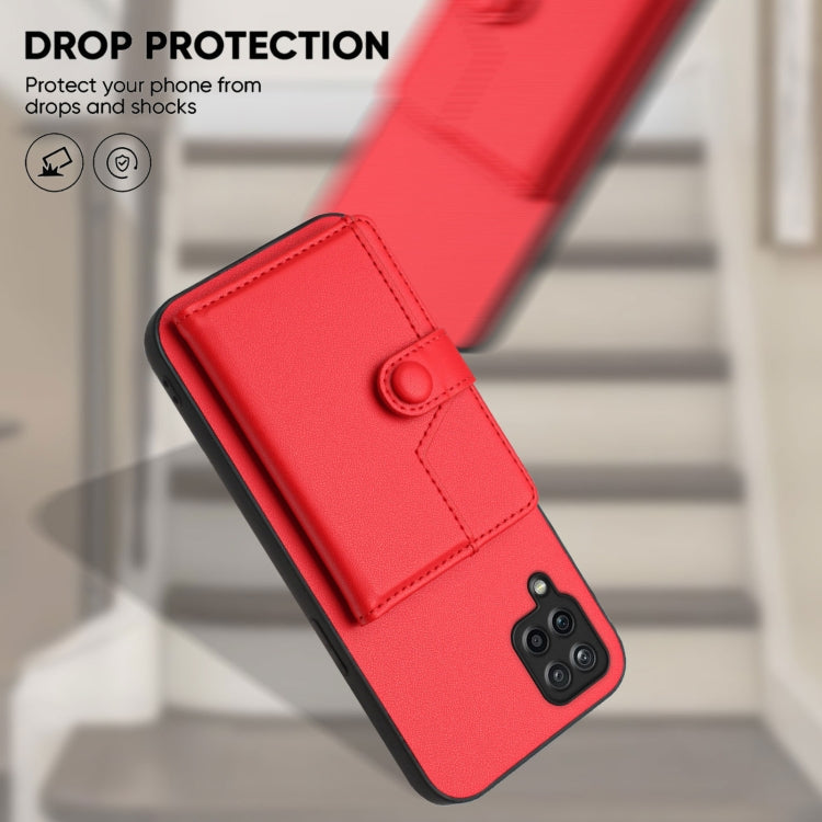 For Samsung Galaxy A12 Button Card Bag RFID Anti-theft Phone Case