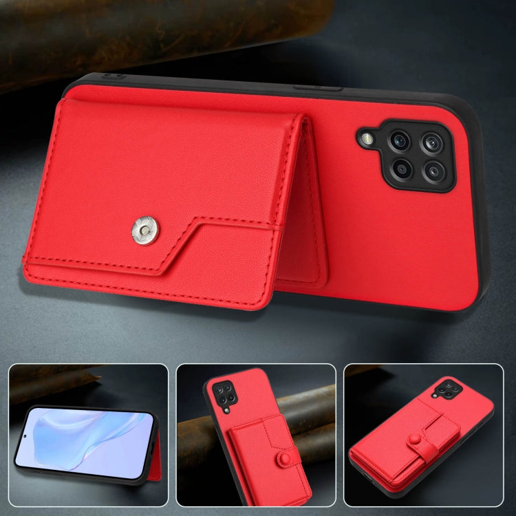 For Samsung Galaxy A12 Button Card Bag RFID Anti-theft Phone Case