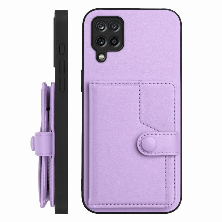 For Samsung Galaxy A12 Button Card Bag RFID Anti-theft Phone Case