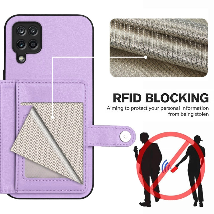 For Samsung Galaxy A12 Button Card Bag RFID Anti-theft Phone Case