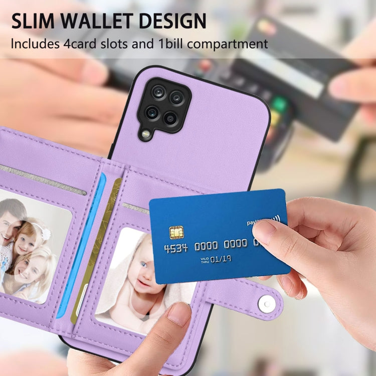For Samsung Galaxy A12 Button Card Bag RFID Anti-theft Phone Case