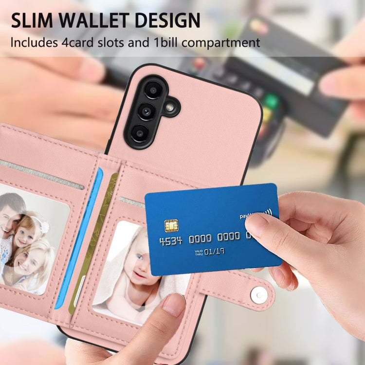 For Samsung Galaxy A13 5G / A04s Button Card Bag RFID Anti-theft Phone Case