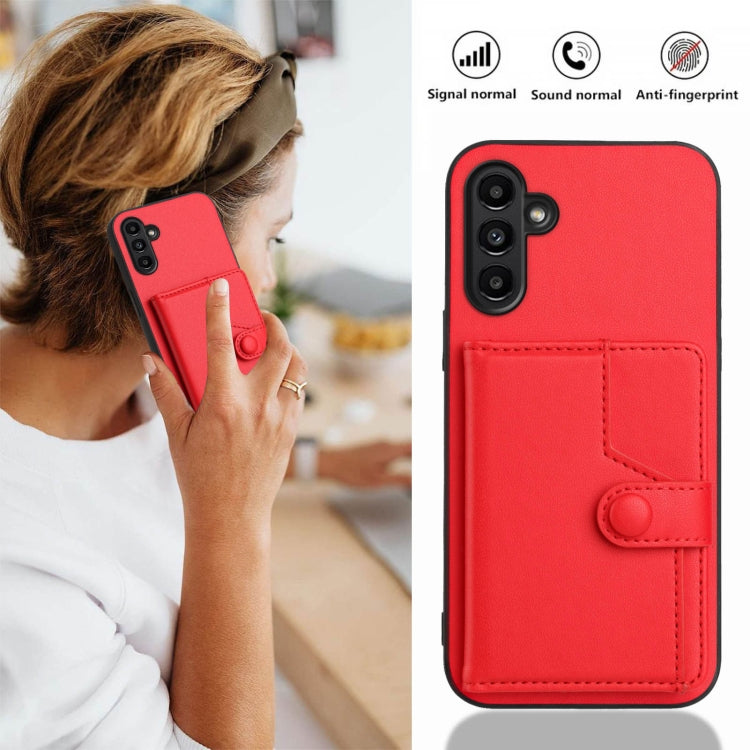 For Samsung Galaxy A13 5G / A04s Button Card Bag RFID Anti-theft Phone Case