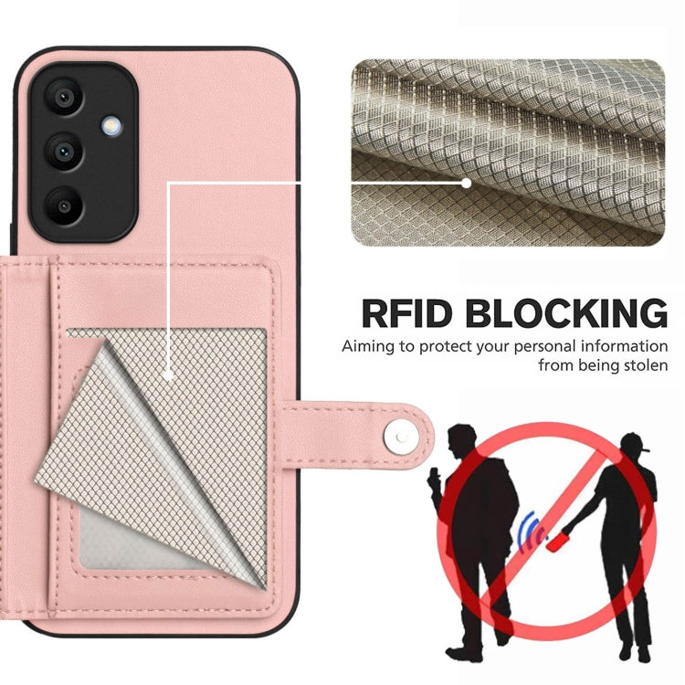 For Samsung Galaxy A15 4G Button Card Bag RFID Anti-theft Phone Case