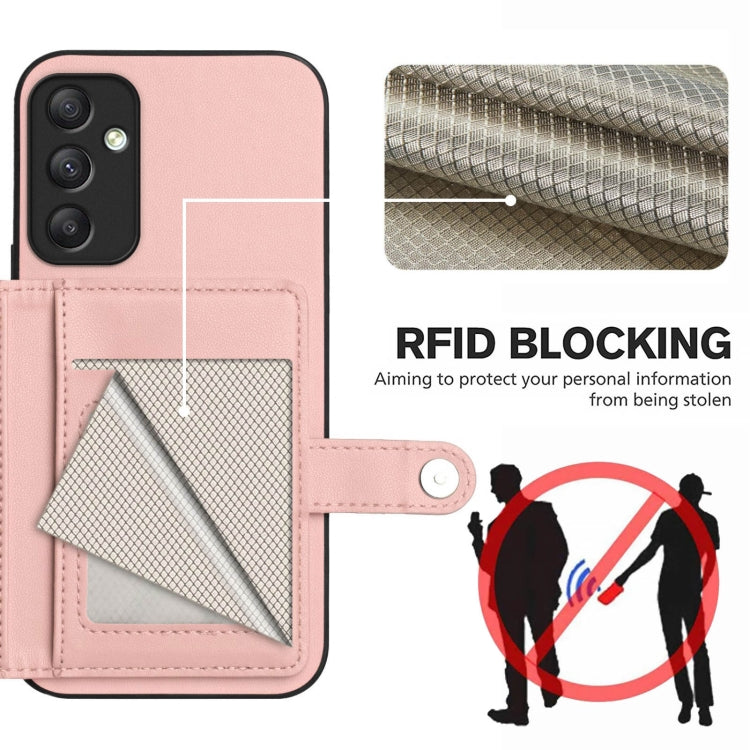 For Samsung Galaxy A34 5G Button Card Bag RFID Anti-theft Phone Case