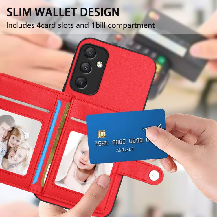 For Samsung Galaxy A34 5G Button Card Bag RFID Anti-theft Phone Case
