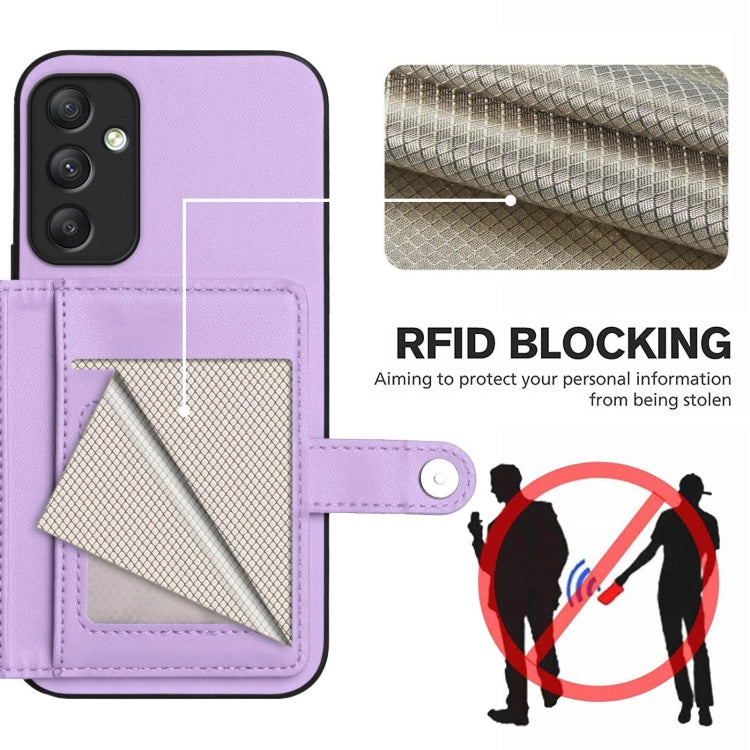 For Samsung Galaxy A34 5G Button Card Bag RFID Anti-theft Phone Case
