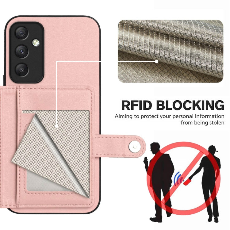 For Samsung Galaxy A35 5G Button Card Bag RFID Anti-theft Phone Case