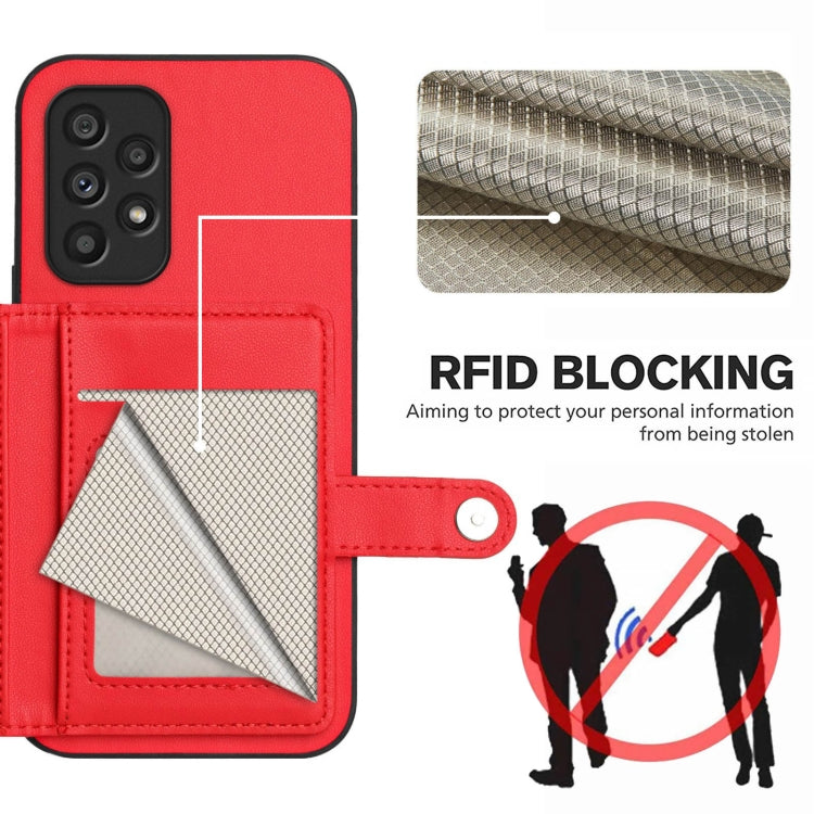 For Samsung Galaxy A53 5G Button Card Bag RFID Anti-theft Phone Case