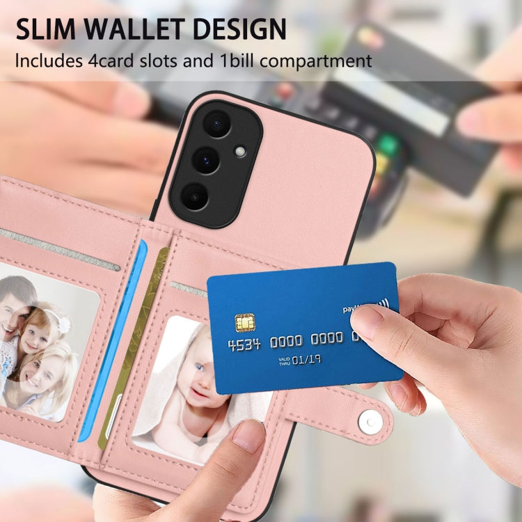 For Samsung Galaxy A55 5G Button Card Bag RFID Anti-theft Phone Case