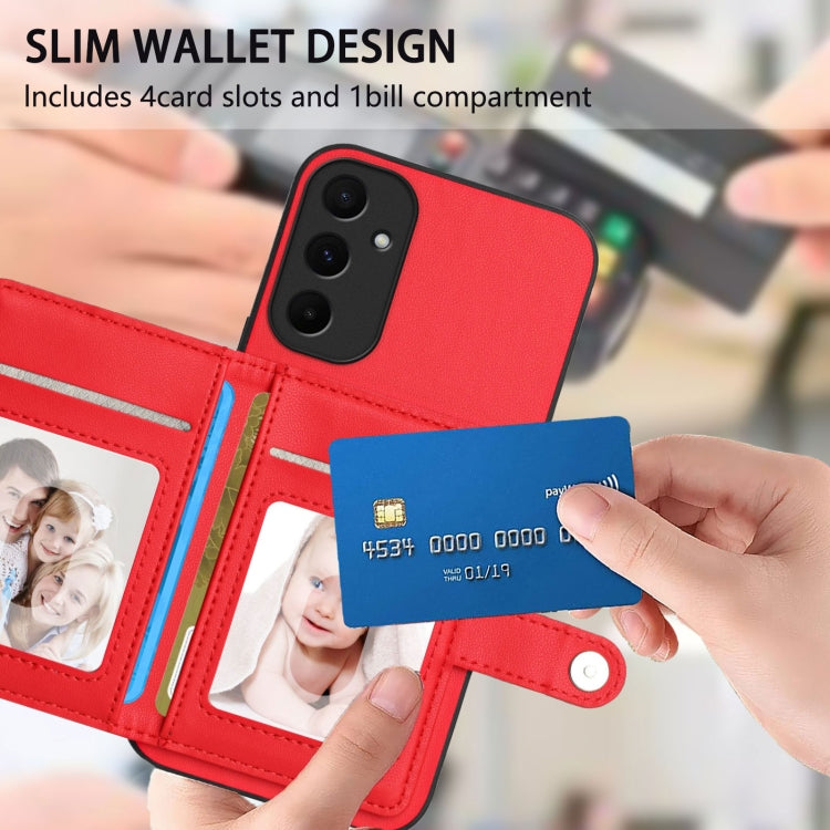 For Samsung Galaxy A55 5G Button Card Bag RFID Anti-theft Phone Case