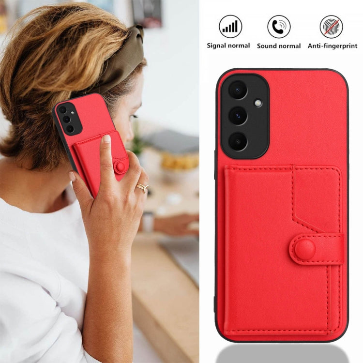 For Samsung Galaxy A55 5G Button Card Bag RFID Anti-theft Phone Case