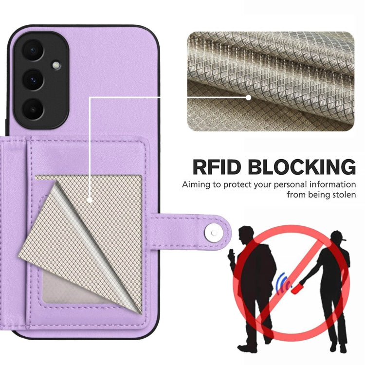 For Samsung Galaxy A55 5G Button Card Bag RFID Anti-theft Phone Case