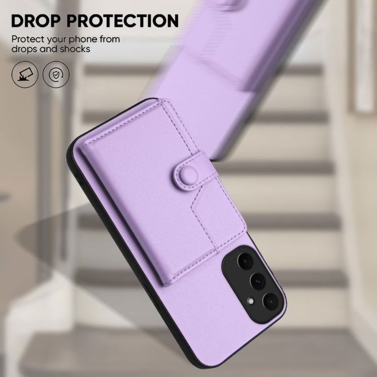 For Samsung Galaxy A55 5G Button Card Bag RFID Anti-theft Phone Case