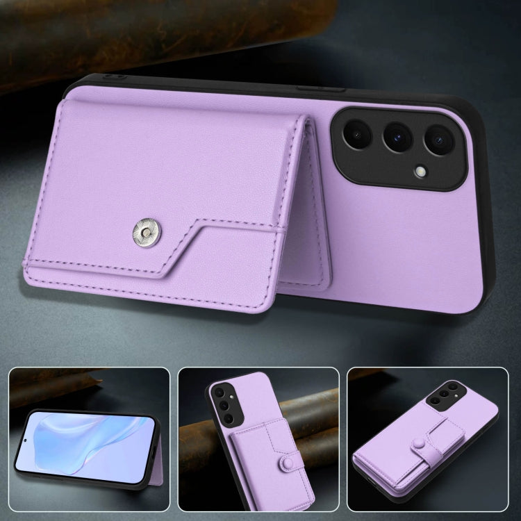 For Samsung Galaxy A55 5G Button Card Bag RFID Anti-theft Phone Case