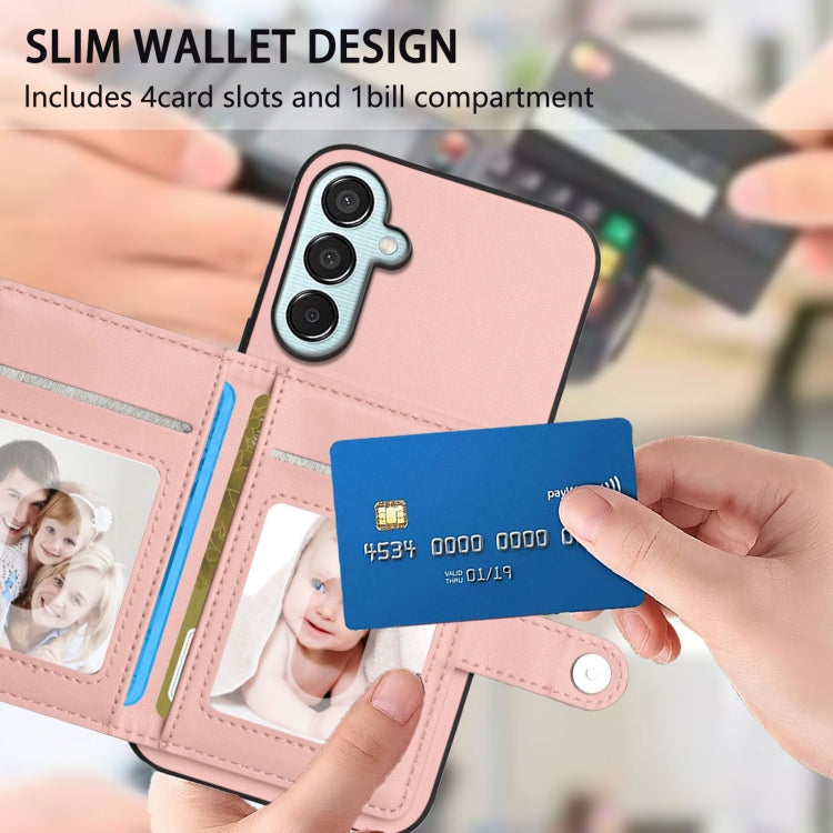 For Samsung Galaxy M15 / F15 Button Card Bag RFID Anti-theft Phone Case