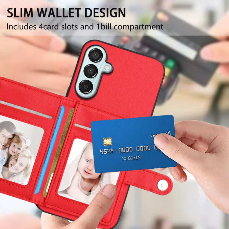For Samsung Galaxy M15 / F15 Button Card Bag RFID Anti-theft Phone Case