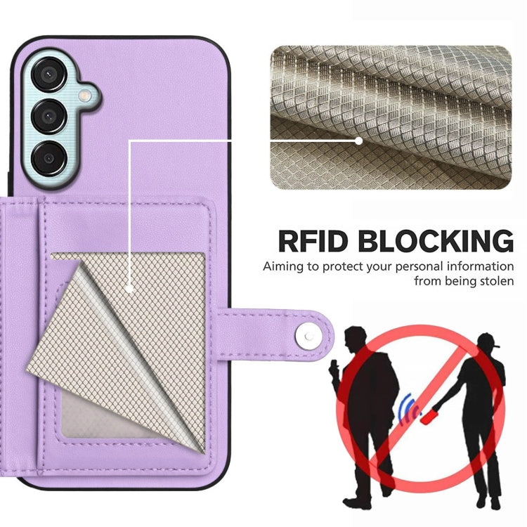 For Samsung Galaxy M15 / F15 Button Card Bag RFID Anti-theft Phone Case