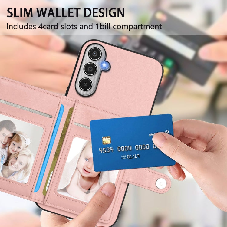 For Samsung Galaxy M35 Button Card Bag RFID Anti-theft Phone Case