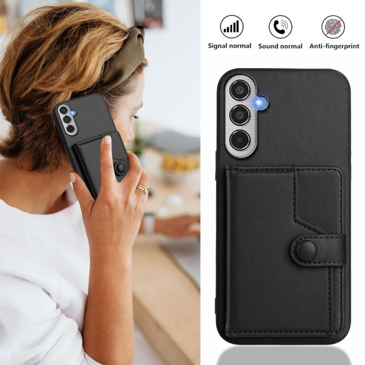 For Samsung Galaxy M35 Button Card Bag RFID Anti-theft Phone Case