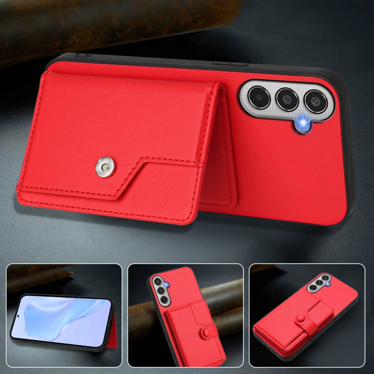 For Samsung Galaxy M35 Button Card Bag RFID Anti-theft Phone Case