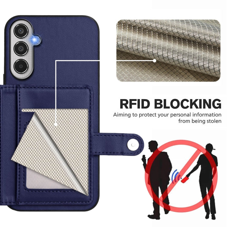 For Samsung Galaxy M35 Button Card Bag RFID Anti-theft Phone Case