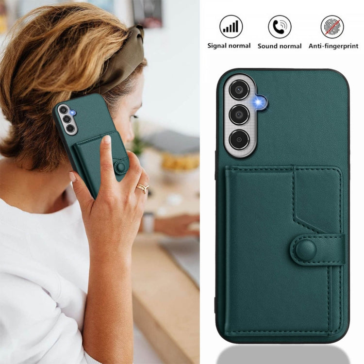 For Samsung Galaxy M35 Button Card Bag RFID Anti-theft Phone Case