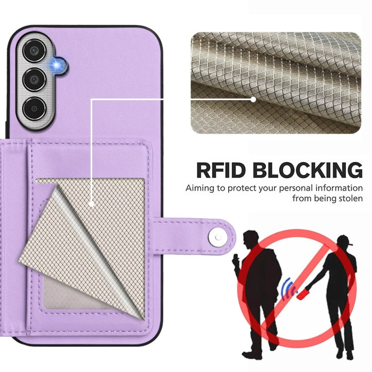 For Samsung Galaxy M35 Button Card Bag RFID Anti-theft Phone Case