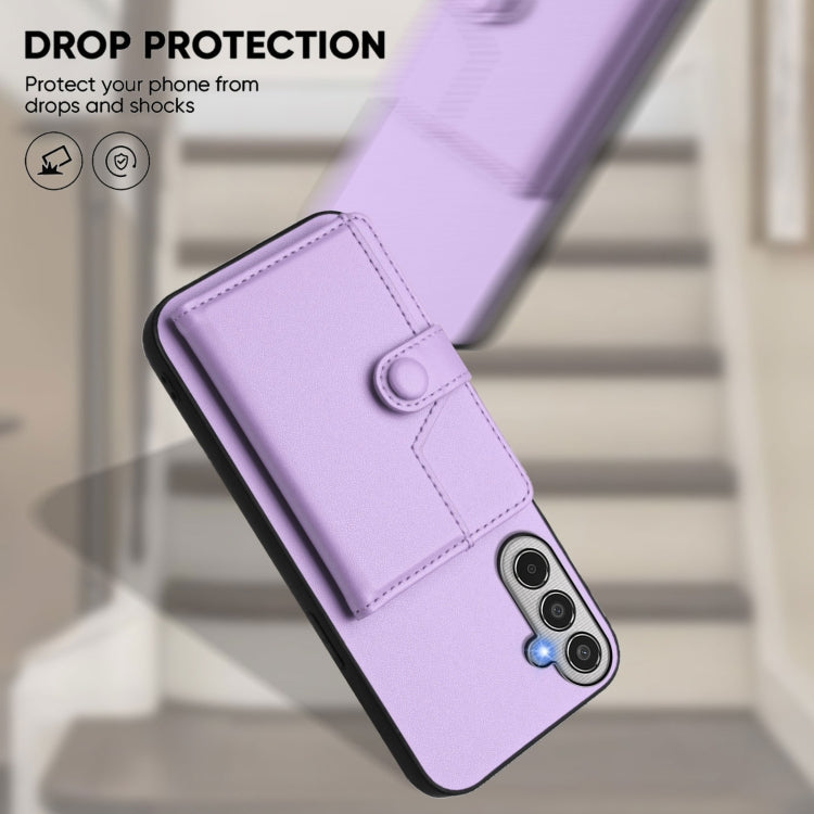 For Samsung Galaxy M35 Button Card Bag RFID Anti-theft Phone Case