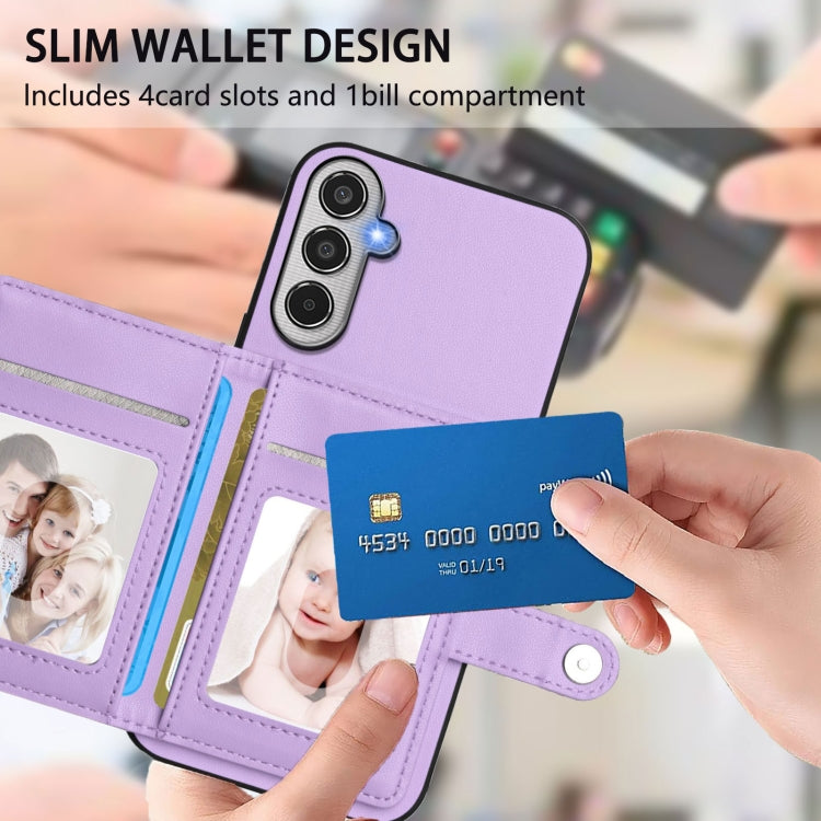 For Samsung Galaxy M35 Button Card Bag RFID Anti-theft Phone Case