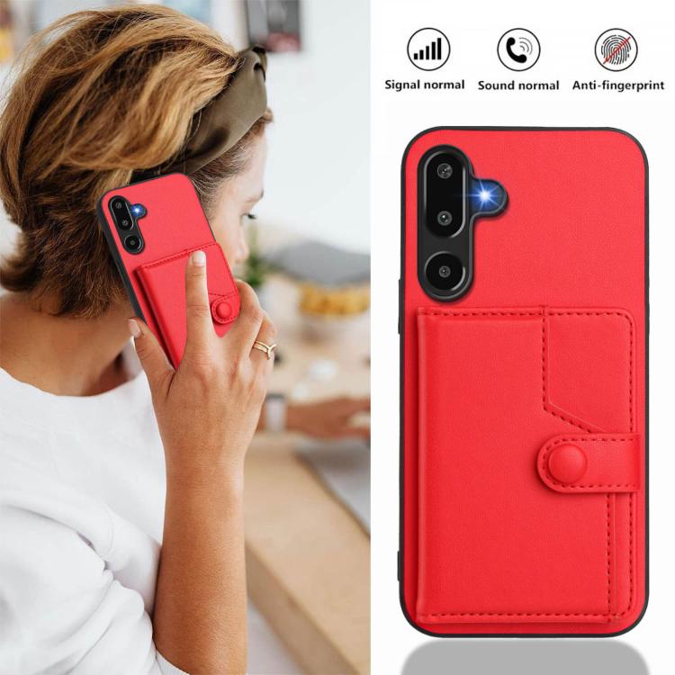 For Samsung Galaxy M16 5G / F16 5G Button Card Bag RFID Anti-theft Phone Case