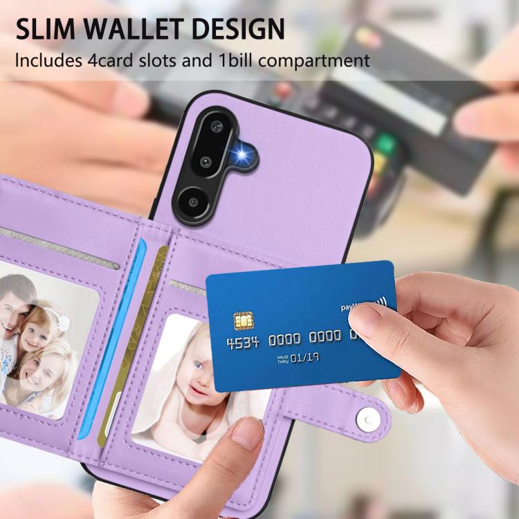 For Samsung Galaxy M16 5G / F16 5G Button Card Bag RFID Anti-theft Phone Case