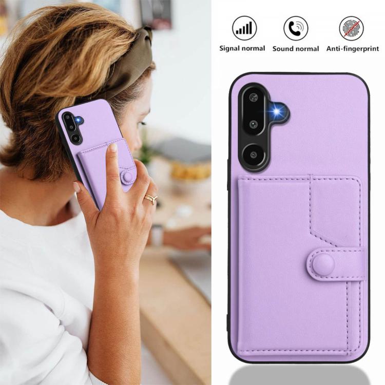 For Samsung Galaxy M16 5G / F16 5G Button Card Bag RFID Anti-theft Phone Case