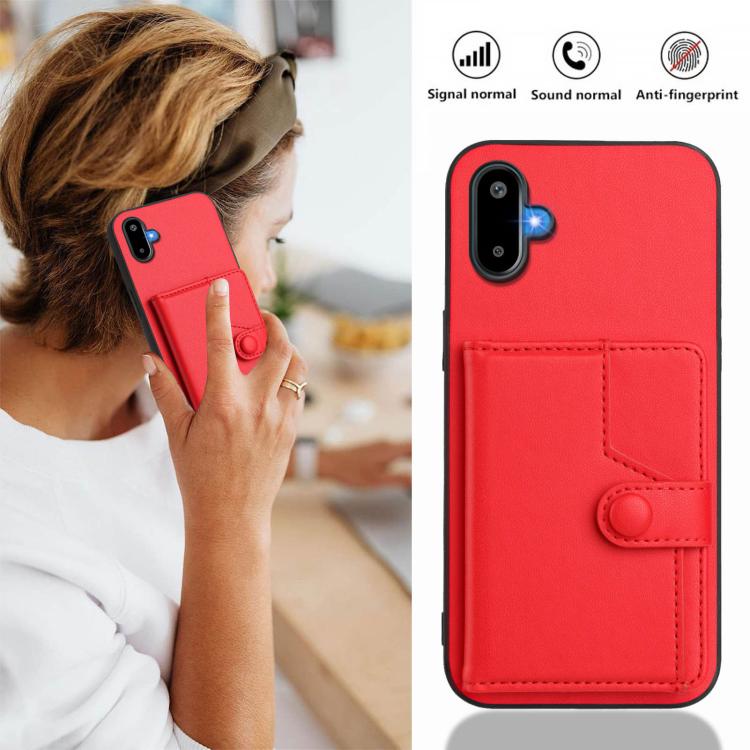 For Samsung Galaxy M06 5G / F06 5G Button Card Bag RFID Anti-theft Phone Case