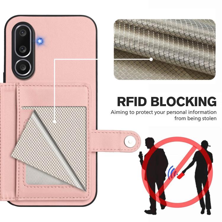 For Samsung Galaxy M56 5G Button Card Bag RFID Anti-theft Phone Case