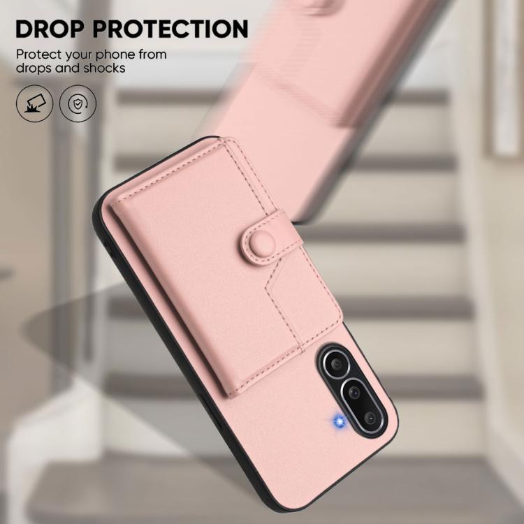 For Samsung Galaxy M56 5G Button Card Bag RFID Anti-theft Phone Case